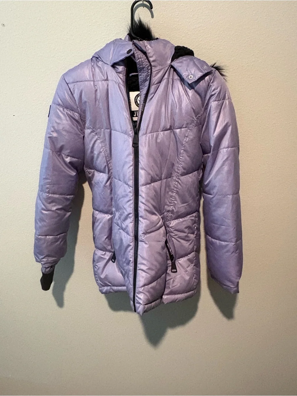 Justice Lavender Quilted Puffer Jacket with Hood